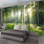 Papier peint soie panoramique 3d fort trompe loeil 400 x 280cm poster geant mural paysage nature vertpour ...