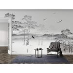 Papier peint - autrement - esquisse - noir et blanc - 350x250cm - soie - intérieur Papier peint - autrement - esquisse - noir et blanc - 350x250cm - soie - intérieur