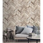 Papier peint trompe l'?il brique chevron