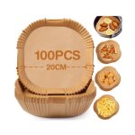 Papier sulfuris air fryer 100 pices 20cm papier cuisson air fryer antiadhsive disposable paper liner ...