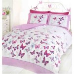 Housse de couette et taie papillon flutter - rose - enfant - 135 x 200 cm - synth�tique - chambre