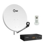Pack hdsat parabole satellite acier 80cm avec support lnb + lnb single + d�codeur satellite astra hd