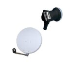 Parabole satellite acier blanche 80cm + lnb single best germany universel 01db