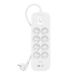 Prise parafoudre - belkin - modle 8 prises - 1 usb - c - 1 usb - a - couleur blanc