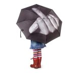 Parapluie funmoon hommes et femmes doigt du milieu coupe vent pliable noir - 50001