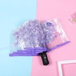 Parapluie funmoon hommes et femmes transparent automatique petit frais trois plis - violet cerise