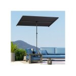 Parasol 150x205cm gris rectangulaire orientable 180� � hauteur r�glable m�t aluminium protection uv50 ...