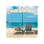 Parasol 198x130 cm rectangulaire inclinable anti - uv - parasol de jardin balcon terrasse plage - m�t ...