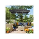 Parasol 198x130cm rectangulaire inclinable gris anthracite pour jardin terrasse balcon plage anti - uv ...