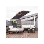 Parasol 200x150cm rectangulaire en sapin gris fonc� - inclinable 3 niveaux 45� toile polyester anti - ...