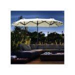 Parasol 295x219cm double rectangulaire avec led solaire inclinable manivelle parasol de jardin terrasse ...