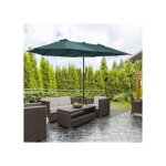 Parasol 460 x 270 cm double de jardin grand ovale avec manivelle protection solaire uv ch�ssis en acier ...