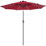 Kingsleeve� parasol de jardin ext�rieur led solaire 300cm rouge pare - soleil inclinable avec manivelle ...