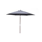 Cancun - parasol circulaire inclinable 3m gris mât en bois Cancun - parasol circulaire inclinable 3m gris mât en bois