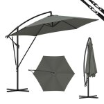 Parasol cantilever - woltu parasol suspendu - protection uv - inclinable - avec housse - gris fonc�