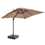 Parasol dport 2x3 m et dalle  lester sur roues aluminium taupe - oviala