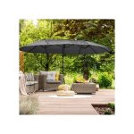 Parasol d�port� 440 x 270 x 250 cm double grand rectangulaire avec manivelle jardin terrasse anti - uv ...