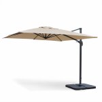 Parasol d�port� carr� 3x3m haut de gamme - falgos - beige - parasol excentr� inclinable. rabattable et ...