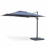 Parasol d�port� carr� 3x3m haut de gamme - falgos - gris - parasol excentr� inclinable. rabattable et ...