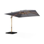 Parasol d�port� carr� 3x3m haut de gamme - falgos - gris - parasol excentr� inclinable. rabattable et ...