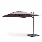 Parasol d�port� carr� 3x3m haut de gamme - falgos - taupe - parasol excentr� inclinable. rabattable et ...