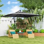 Parasol d�port� carr� 3 x 3 m avec manivelle base crois�e parasol inclinable rotation � 360� toile 180 ...
