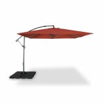 Parasol d�port� carr� 3x3m - hardelot 3x3m - terracotta - manivelle anti - retour toile d�perlante facile ...