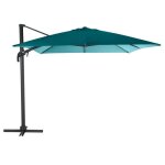 Parasol dport carr inclinable elea bleu canard & graphite 3x3m en aluminium trait poxy - hespride ...