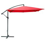 Parasol d�port� carr� rouge 250x250x250 cm ? toile polyester 180 g / m� d�perlante