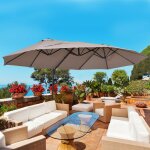 Parasol d�port� grande taille xxl inclinable avec pied en croix dim. 445lx27lx26h m pi�tement en acier ...