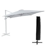 Parasol dport molokai rectangulaire 3x4m blanc + housse