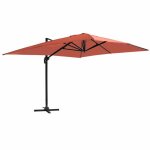 Parasol d�port� inclinable et rotatif 4x3m en aluminium terracotta - oviala