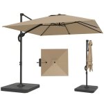 Parasol d�port� - parasol de jardin ext�rieur - outsunny - pied et dalles lestage - m�t aluminium et ...