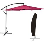 Parasol dport oahu rond 3m de diamtre fuchsia + housse