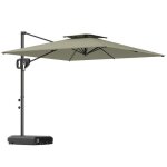 Parasol d�port� - outsunny - carr� - 25 x 25 m - avec manivelle 2 bases - double toit - anti uv - 8 baleines ...