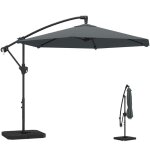 Parasol d�port� - outsunny - pied en croix et dalles lestage - manivelle - protection uv 30 + - polyester ...
