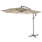 Parasol deporte protection solaire � 3m inclinable polyester / acier 11kg creme sans support 04 0000943 ...