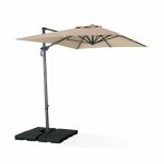 Parasol d�port� rectangulaire 2x3m - antibes - beige - parasol excentr� inclinable. rabattable et rotatif ...