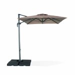 Parasol d�port� rectangulaire 2x3m - antibes - taupe - parasol excentr� inclinable. rabattable et rotatif ...