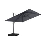 Parasol d�port� rectangulaire 3x4m + dalles � lester 50x50cm gris - wimereux + fixeo