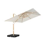 Parasol d�port� rectangulaire 3x4m effet bois + dalles � lester 50x50cm �cru - wimereux + fixeo