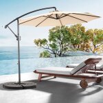 Parasol d�port� rectangulaire 4. 5 m khaki - inclinable manivelle 8 baleines acier upf50 + imperm�able ...