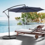 Parasol d�port� rectangulaire 45 m bleu marine - manivelle inclinaison upf50 + m�t acier