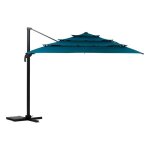 Parasol dport rectangulaire multi - toile  melhia  bleu canard 4 x 3m en aluminium acier et olfine ...