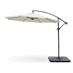 Parasol dport rond 300cm - hardelot - ecru - manivelle anti - retour toile dperlante facile  utiliser ...