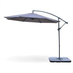 Parasol dport 300cm - hardelot - coloris gris. structure anthracite. manivelle anti - retour.