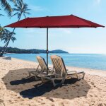 Parasol double 4x2m - parasol de jardin rectangulaire - upf 50 + - m�tal et polyester - rouge