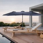 Parasol double face rectangulaire 45 m avec manivelle bleu marine sans pied (sans base)