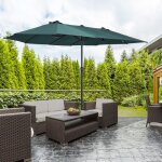 Parasol double avec manivelle ovale 460 x 270 x 240 cm vert fonc� maisentiel