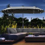 Parasol double ovale (295 x 219 cm) avec �clairage led r�sistant au vent et stable id�al pour le jardin ...